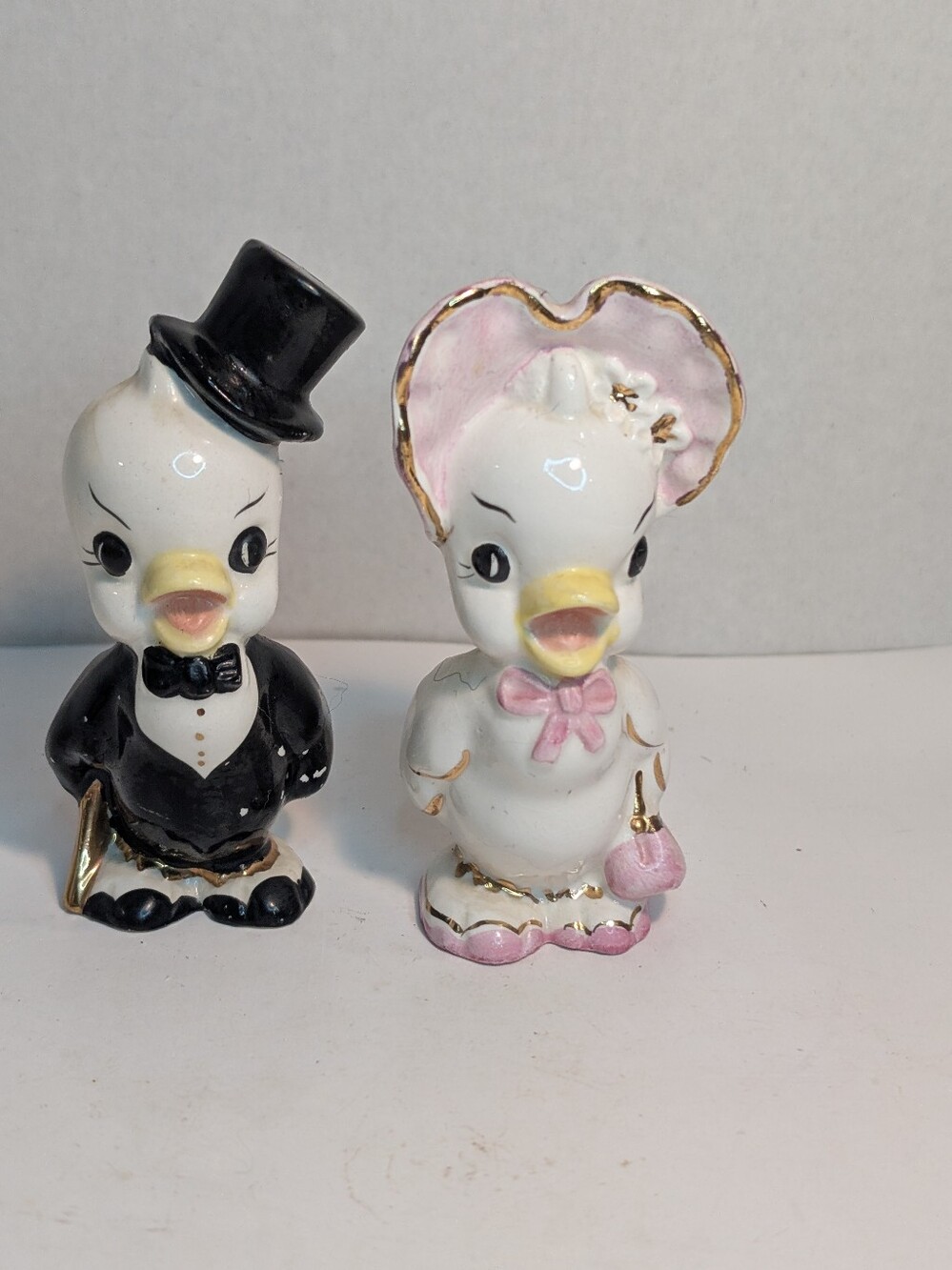 Napco ceramic figurine Dr. & Mrs. Quack" ceramic salt and pepper shakers